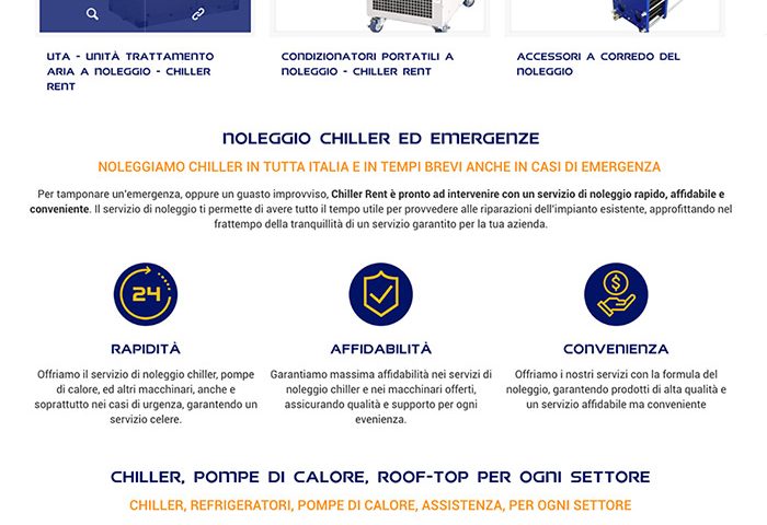 Sito web realizzato per Chiller Rent - Noleggio Chiller, Refrigeratori